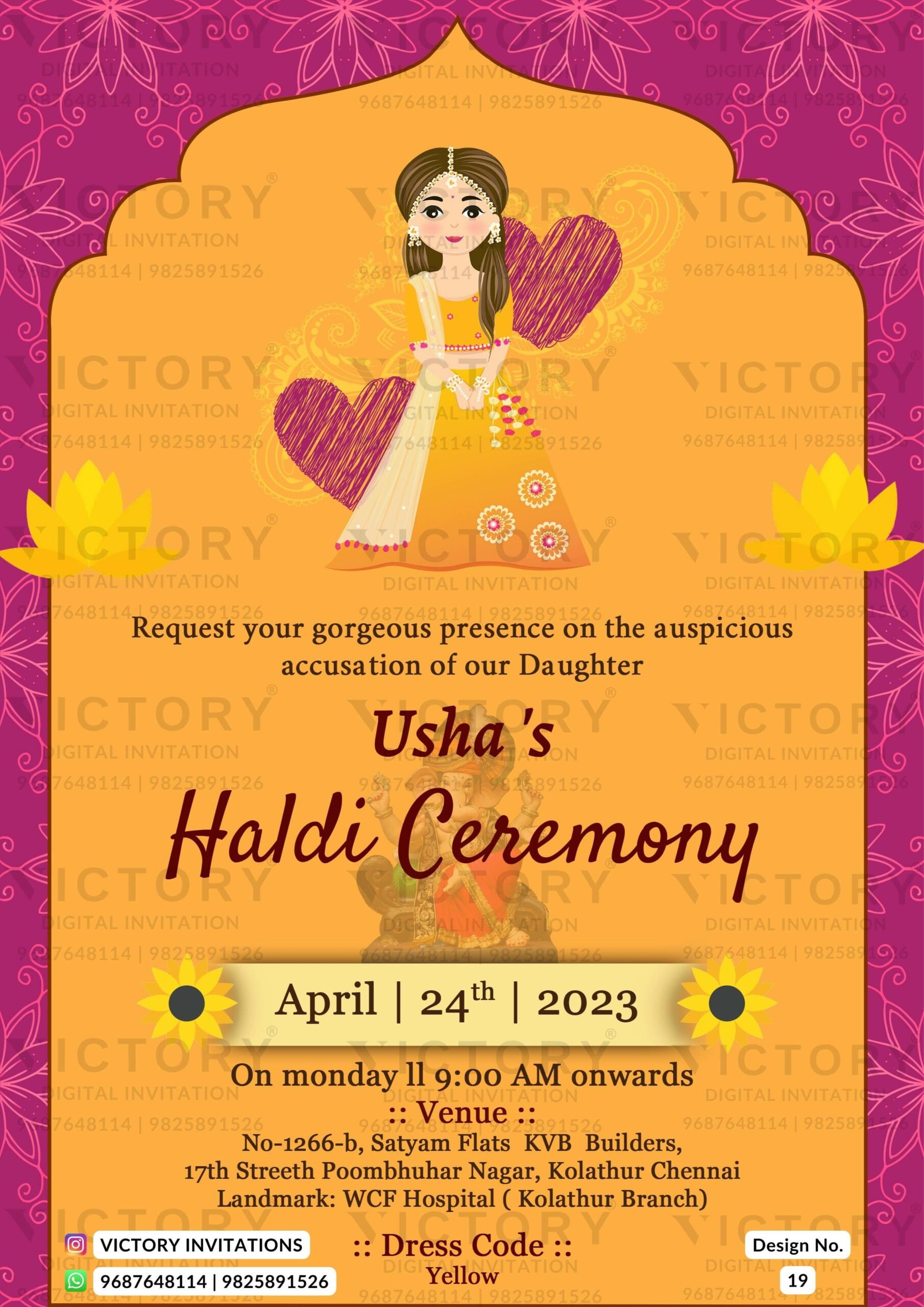 haldi ceremony digital invitation card design number 19