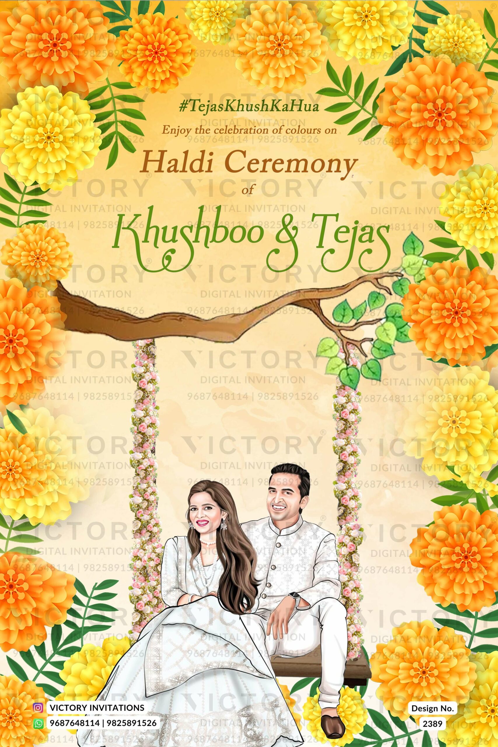 haldi ceremony digital invitation card design number 2389