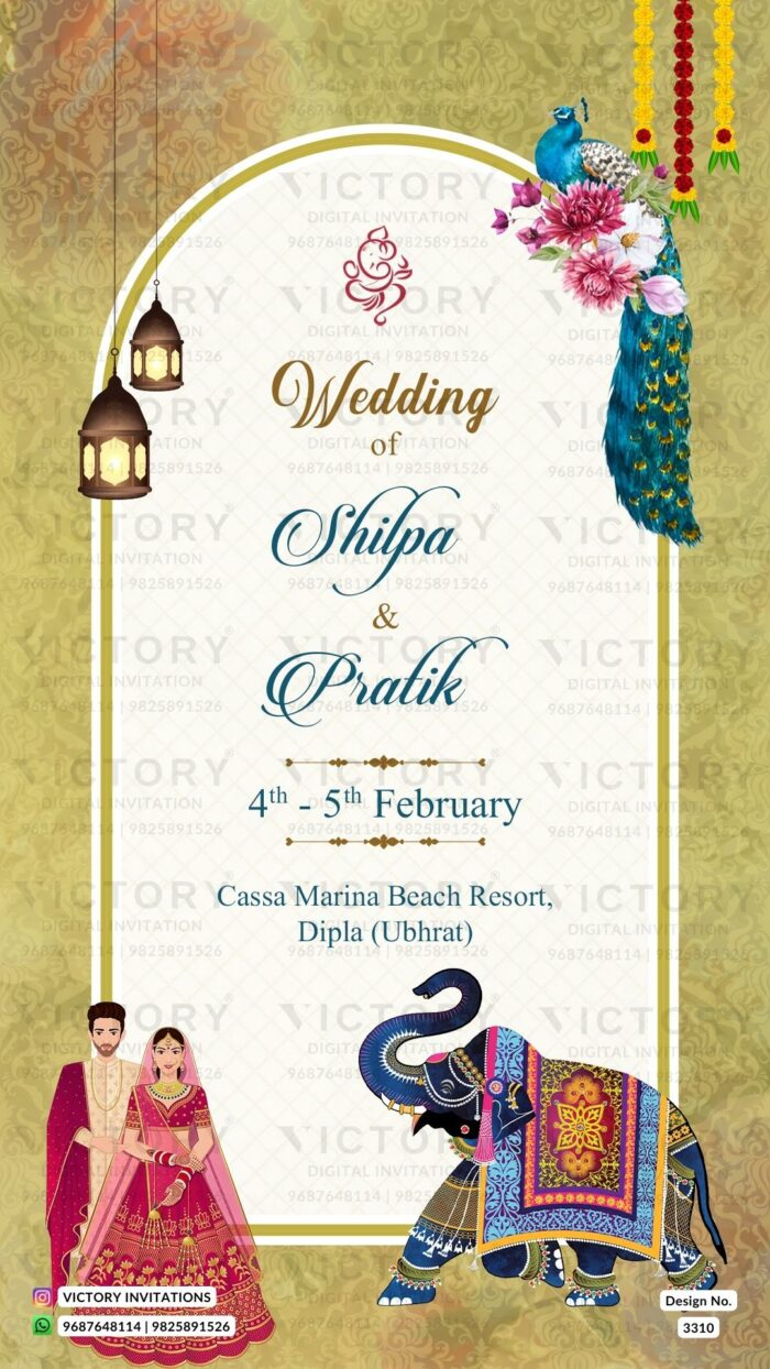 New Delhi Wedding Invitation Card PDF Design no.3310