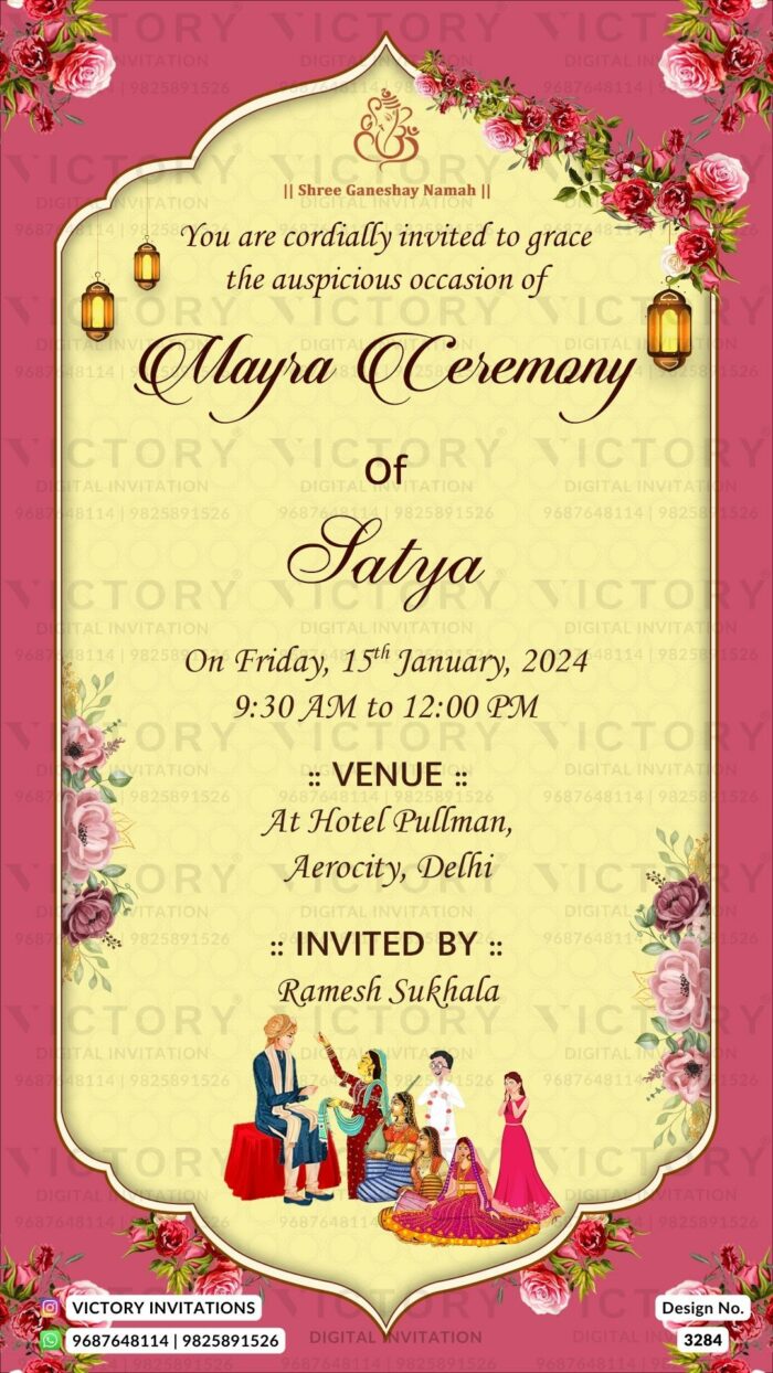 Mayra ceremony digital invitation card Design no.3284