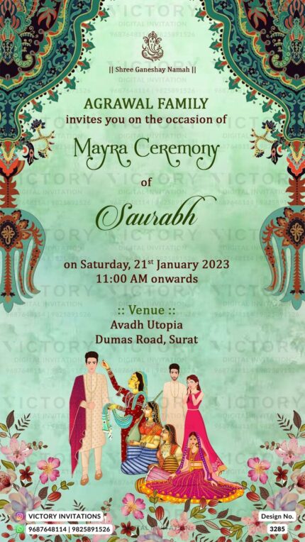 Mayra ceremony digital invitation card Design no.3285